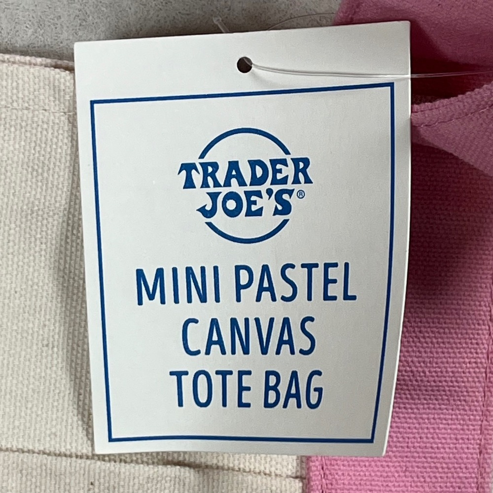 New Trader Joes Mini Pastel Canvas Tote Bags OS Multicolor Set of 4 One Day Ship - Picture 7 of 8